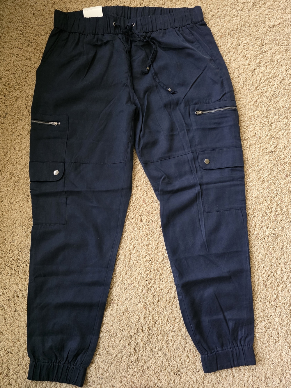 WOMEN's Navy Cargo Jogger Pants From Banana Republic- Elastic Waist